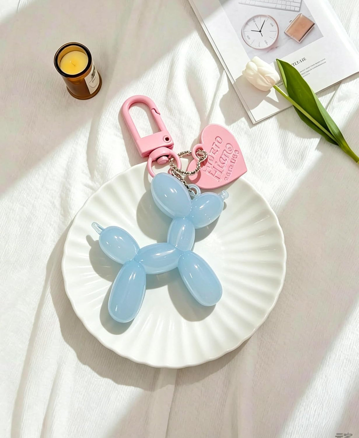 LAEKOU Jelly Balloon Dog Keychain for Women, Cute Bag Charms Key Chain