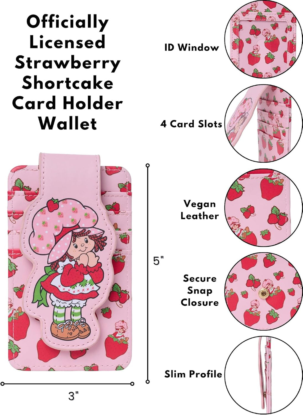 Strawberry Shortcake Card Holder Women Slim Wallet Pink