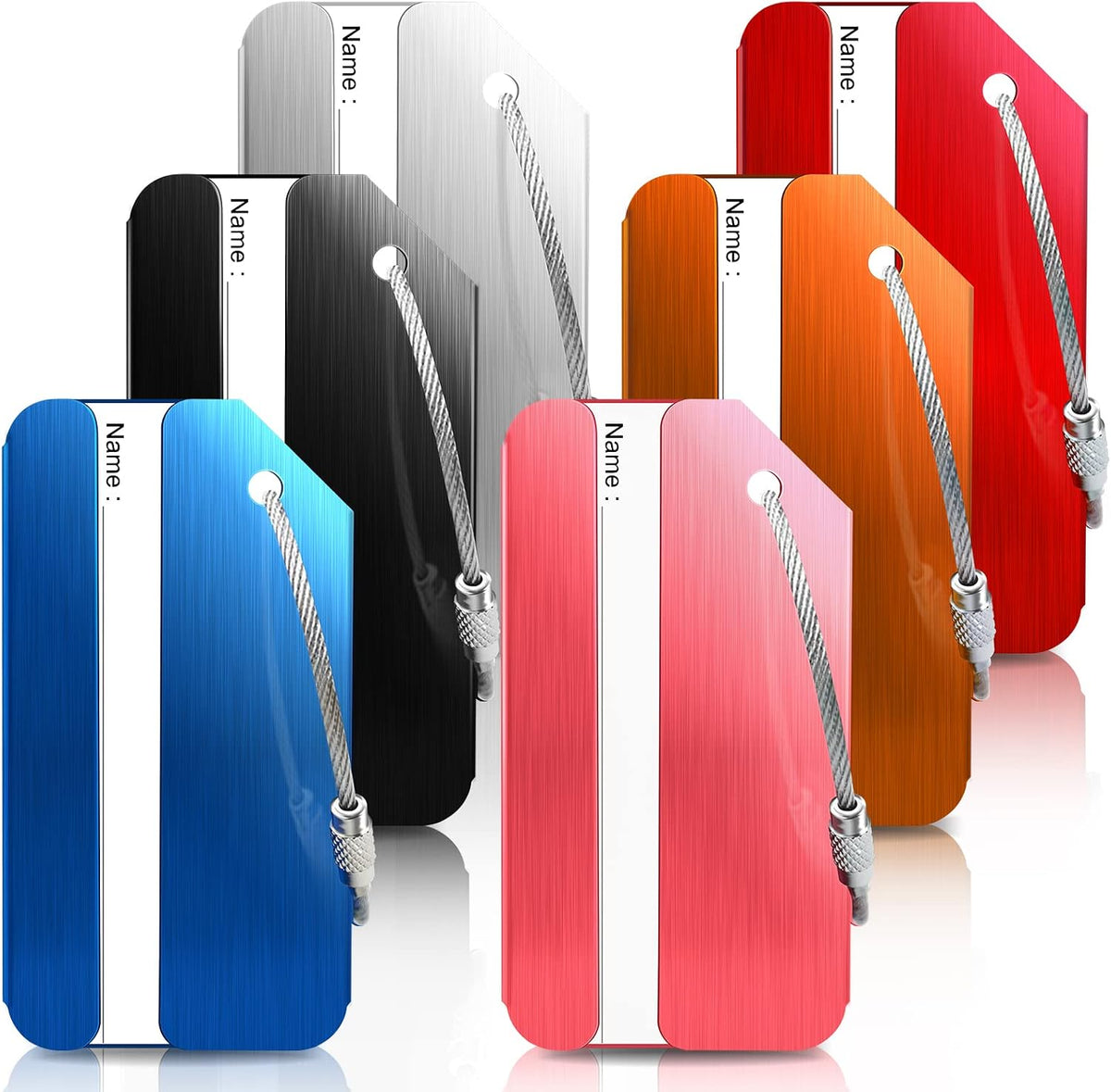 Wonwood_direct Aluminum Luggage Tag for Suitcase, 6 Pack Metal Luggage Tag