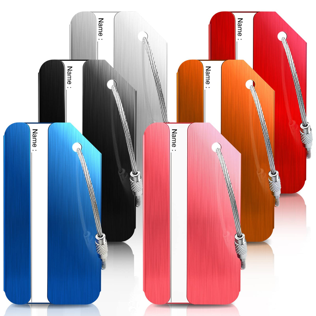 Wonwood_direct Aluminum Luggage Tag for Suitcase, 6 Pack Metal Luggage Tag