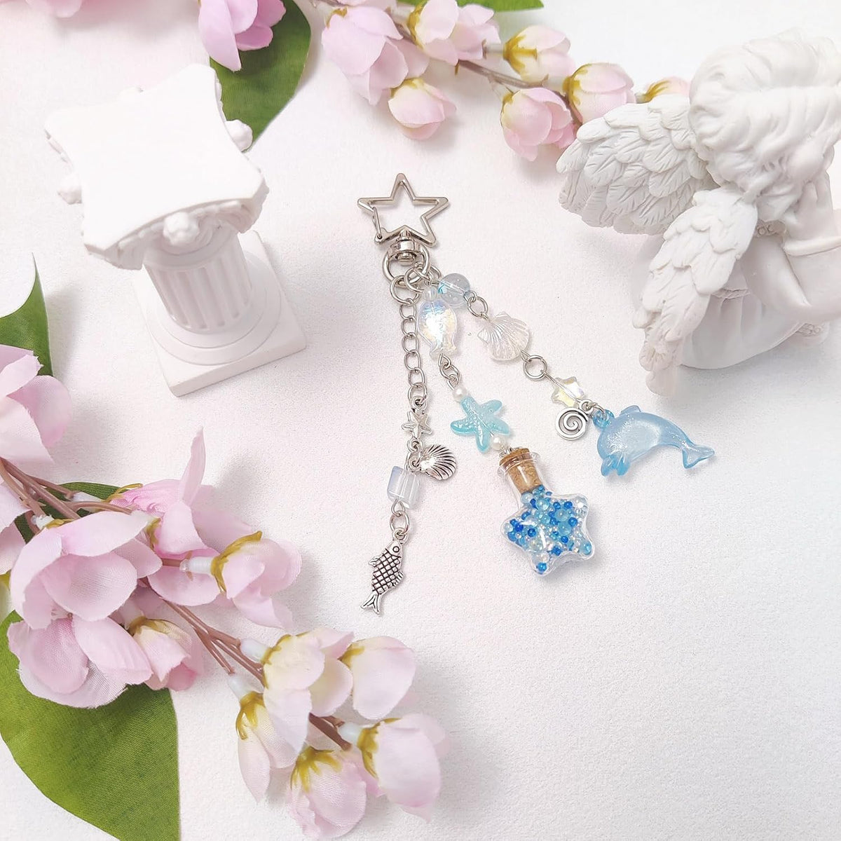 cioatu Y2K Aesthetic Keychains for Women Cute Flowers Star Cake Jellyfish Keychins Charms Kawaii Bag Purse Decor