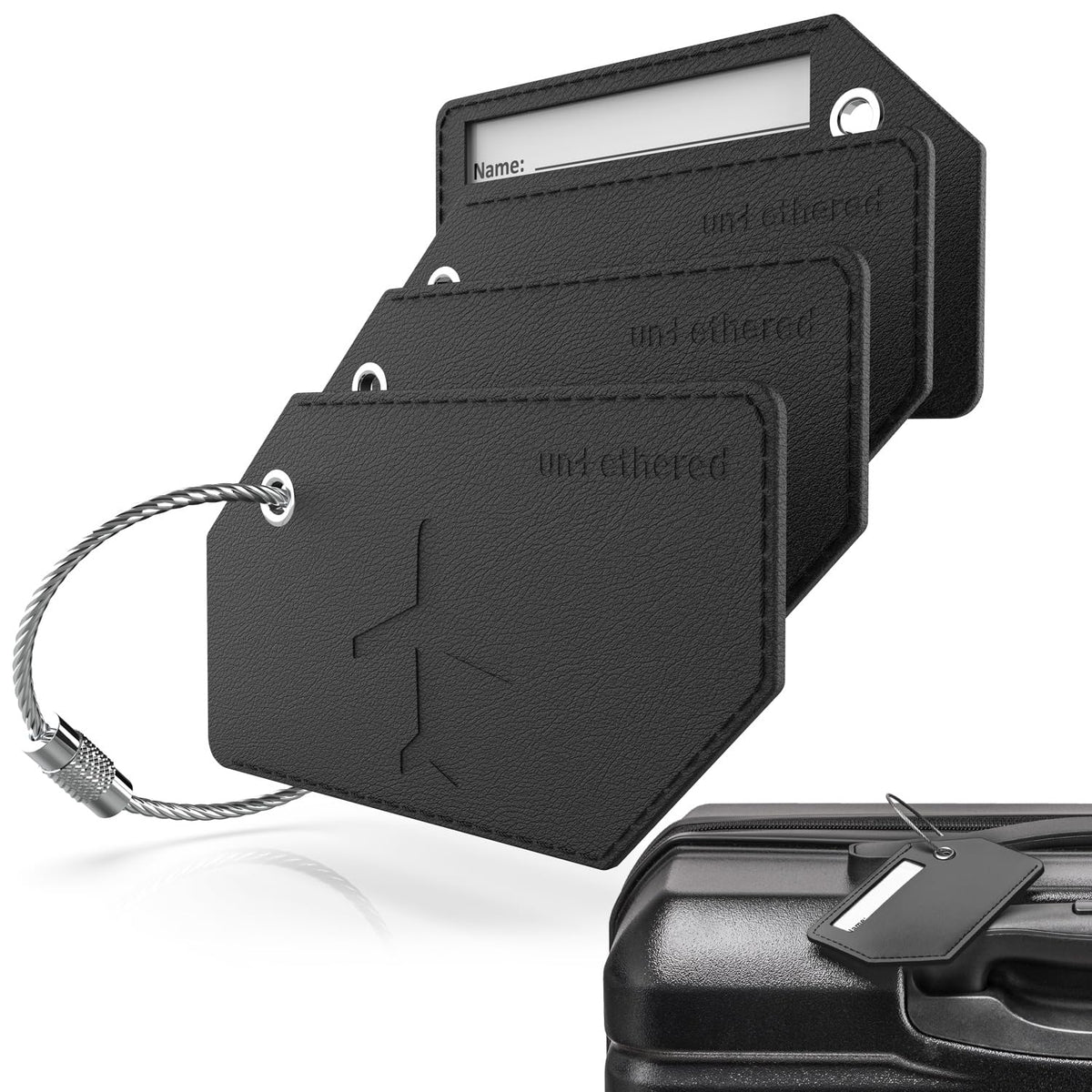 Untethered Luggage Tags for Suitcases, 4-Pack, Bag ID Tags, Green