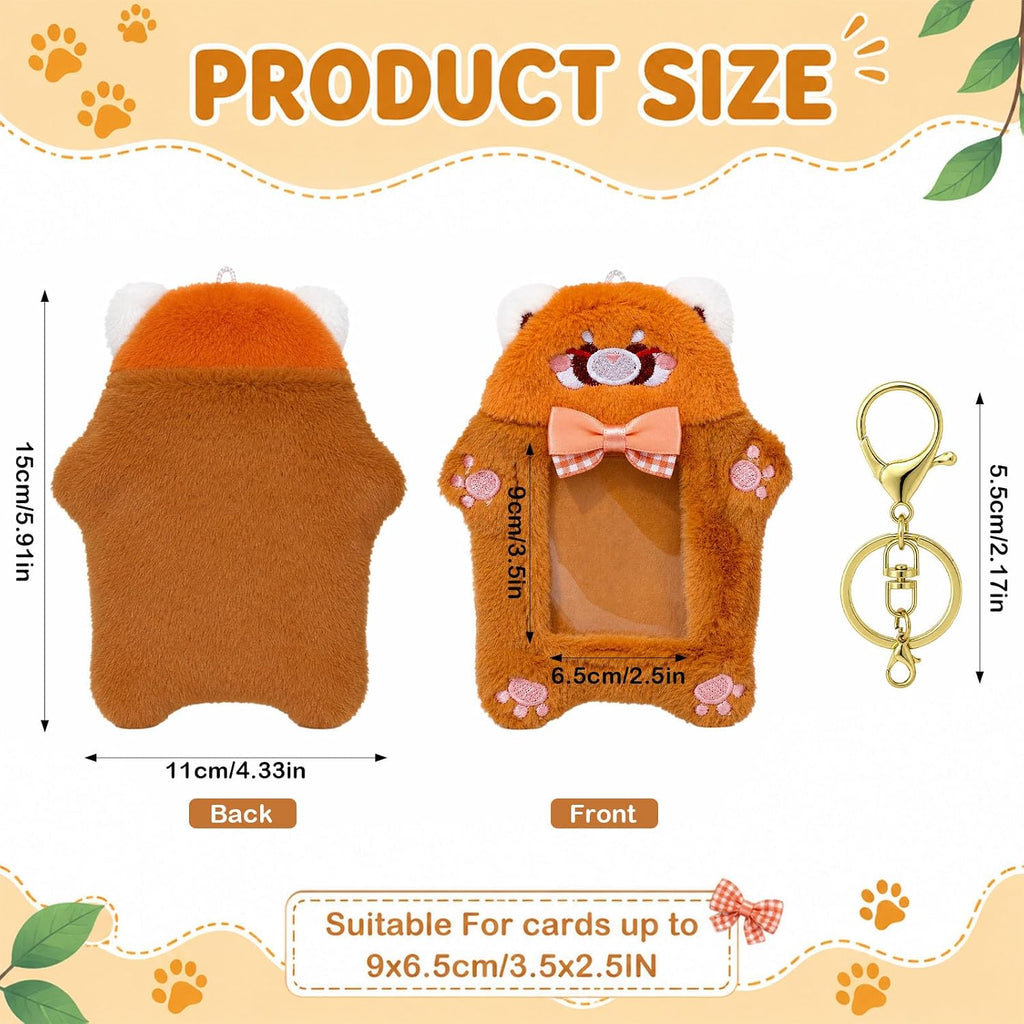 NEWEST Plush Photocard Holder with Keychain Cartoon Raccoon ID Badge Holder