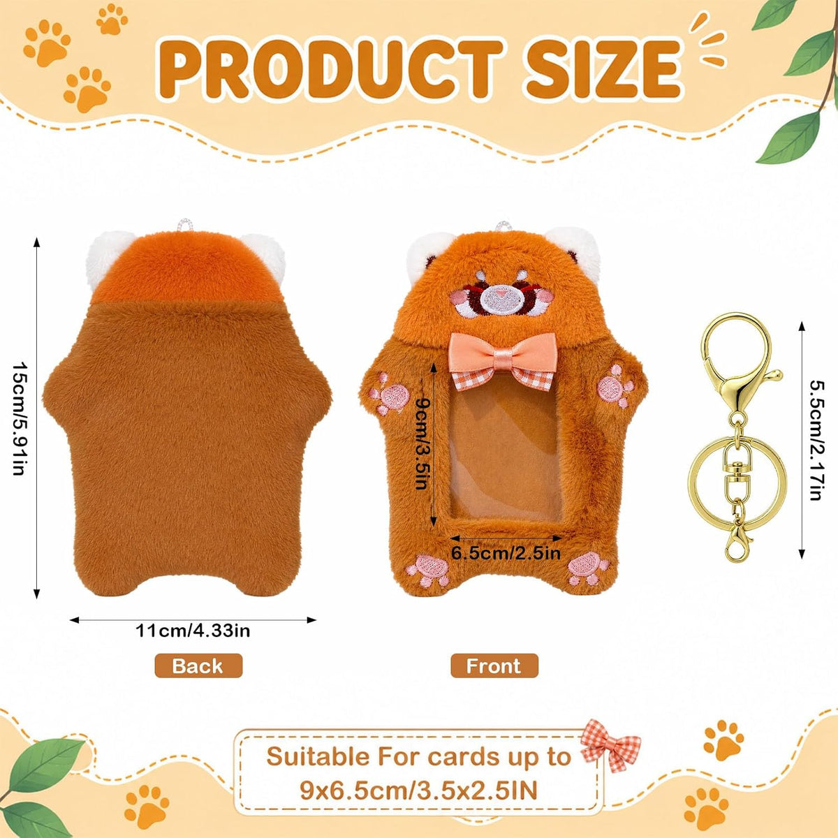 NEWEST Plush Photocard Holder with Keychain Cartoon Raccoon ID Badge Holder
