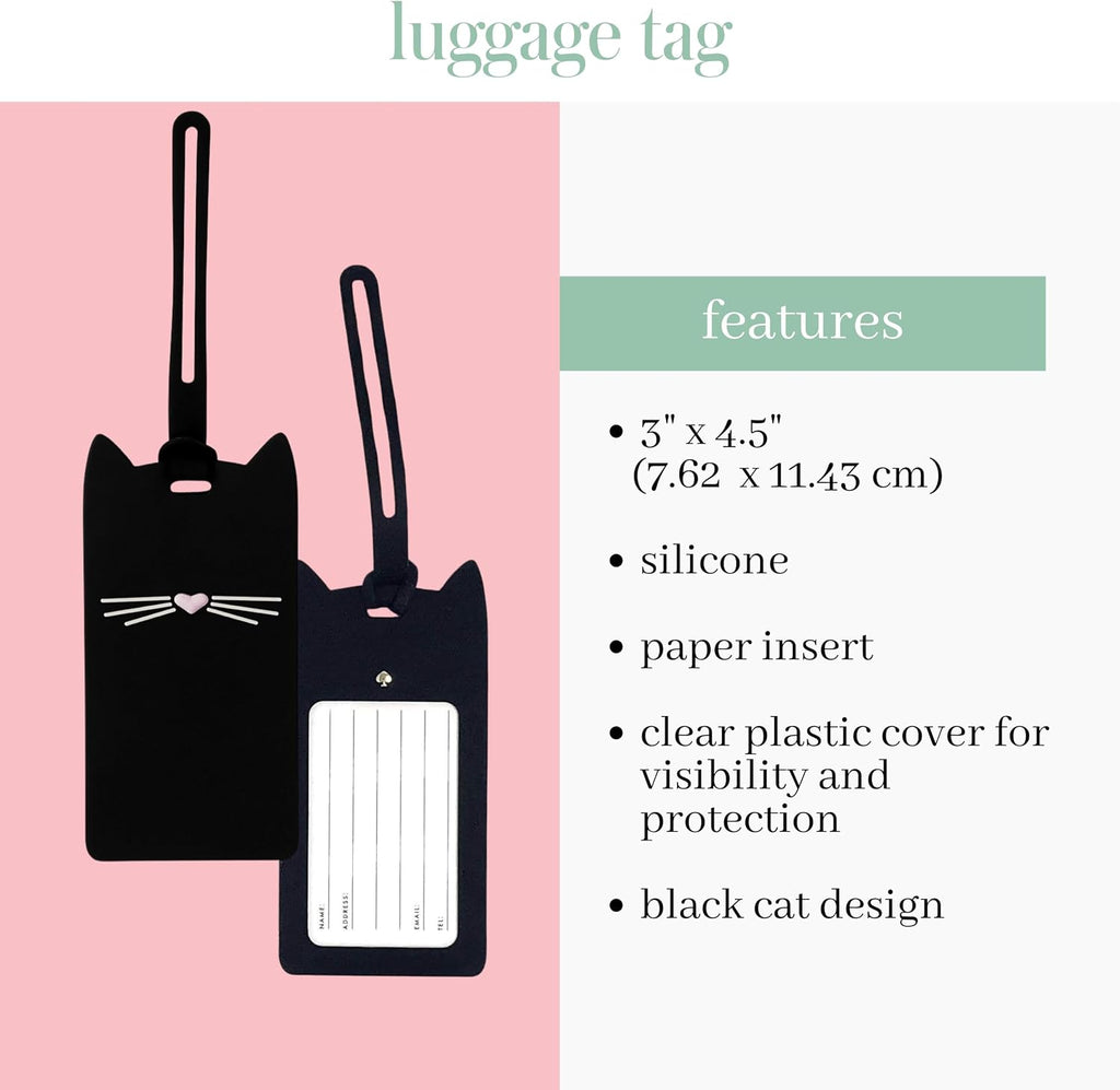 kate spade new york Silicone Luggage Tag, Black Cat