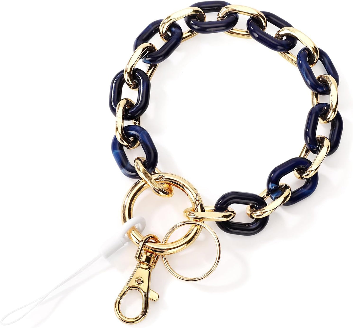 Junyuerly Stylish Wrist Lanyard Keychain Wristlet Key Chains Resin and Hardware Chains Link Gold Key Ring Bracelet for Women