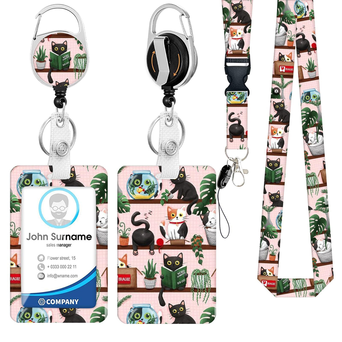 Funny Banana Badge Reel and Lanyard Set for Women, Retractable Badge Holder with Vertical ID Card Holder, Cute Cartoon Fruit Design, Fun Office Accessories Gift
