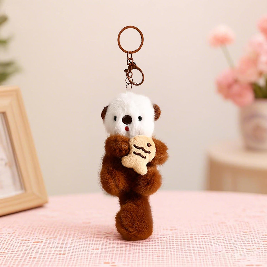Plush Keychain Otter Charm for Women Teens & Animal Lovers | for Handbags Purses Backpacks & Car Keys | Birthday Gift