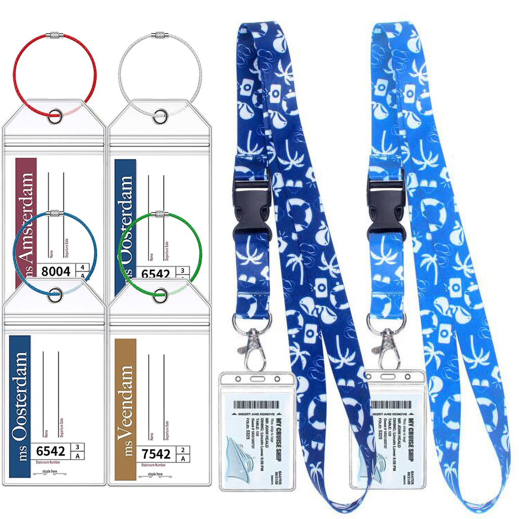 8 Pack Holland America Luggage Tag Holders, Zip Seal Clear Cruise Carnival Luggage Tag Holder with Steel Loops Fits All for Holland America & Carnival Cruise Essentials Must Haves (8)