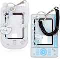 Mabor 2Pcs Cartoon Photo Card Holder, Photocard Holder Keychain Cute ID Badge Holders Acrylic Photocards Holders with Cloud Bear Pendant Spiral Wrist Coil