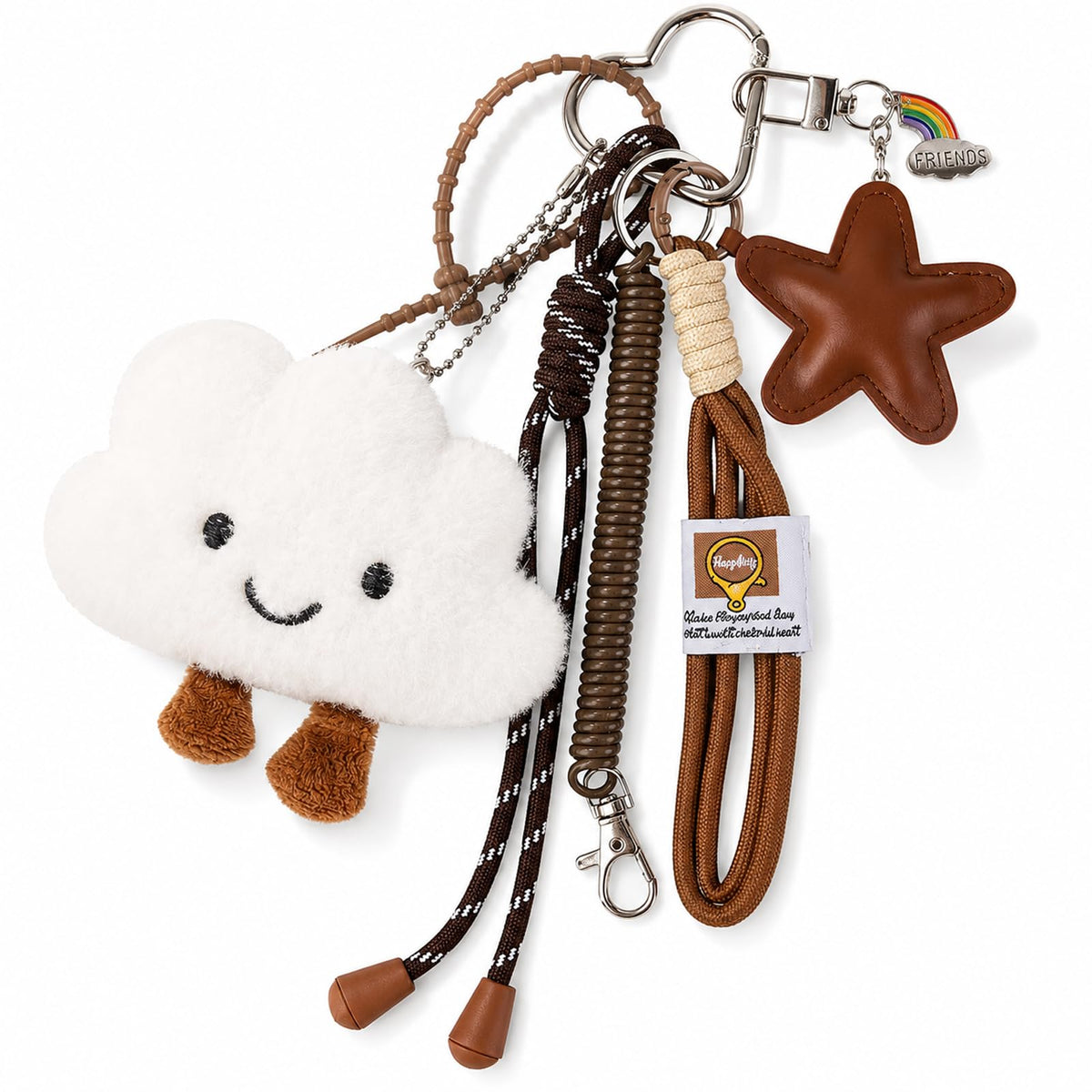 Cute Keychain Bunny Plush Rabbit Key Chain Smiling Cloud Keychains Women Bag Purse Backpack Charms