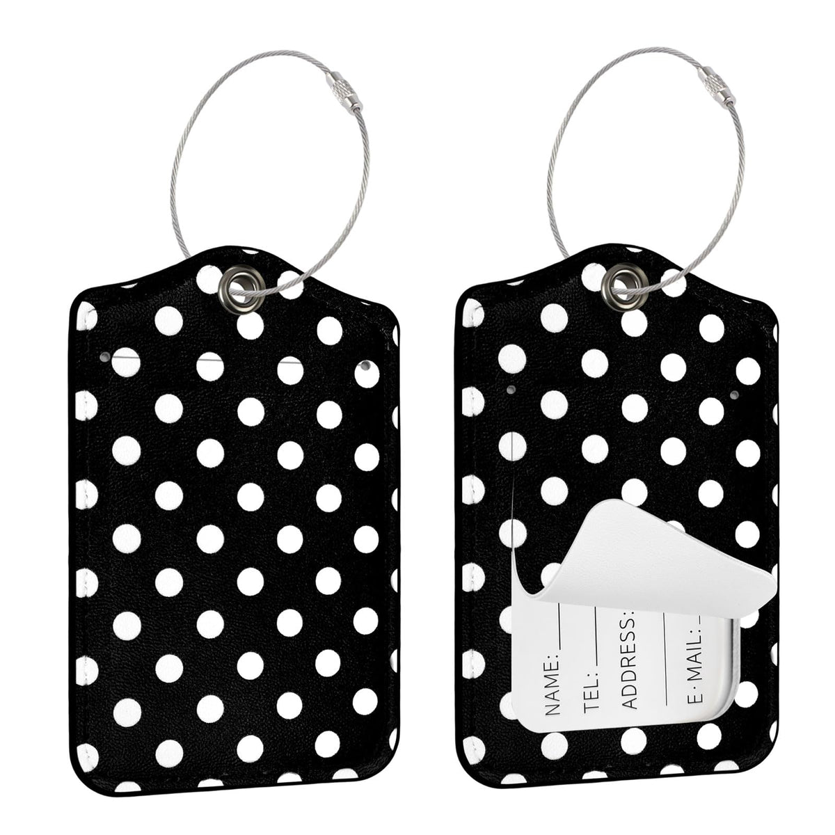 Seorsok 2Pcs Luggage Travel Tags for Suitcases,Cute Color Grids Checkered PU Leather Name Tag with Privacy Cover&ID Label Address Card and Durable Metal Ring Suitable for Men Women Handbags Backpack