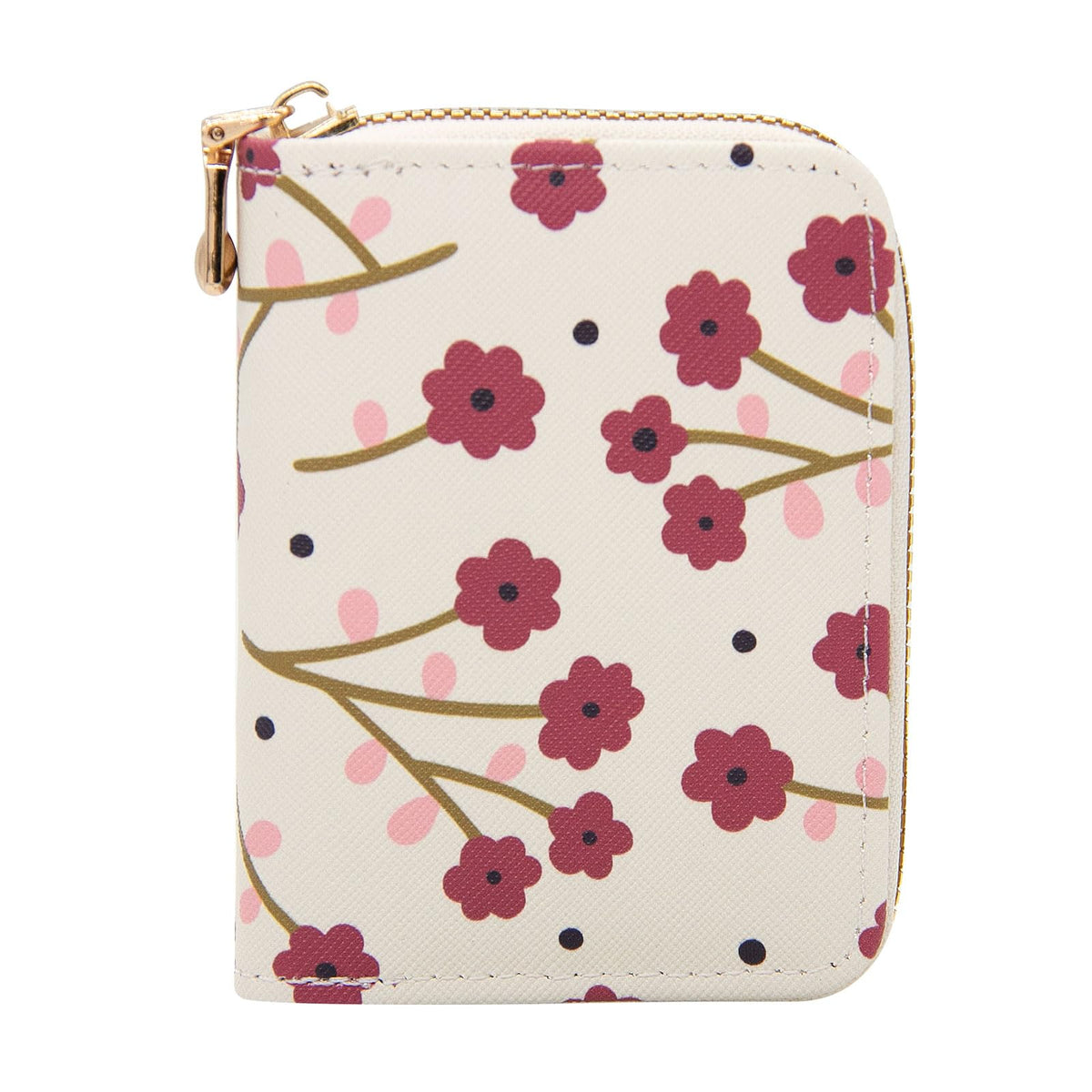 LJCZKA Credit Card Holder for Women Girls Small Card Case Short Flower Cute Accordion Organizer Coin Purse with Zipper