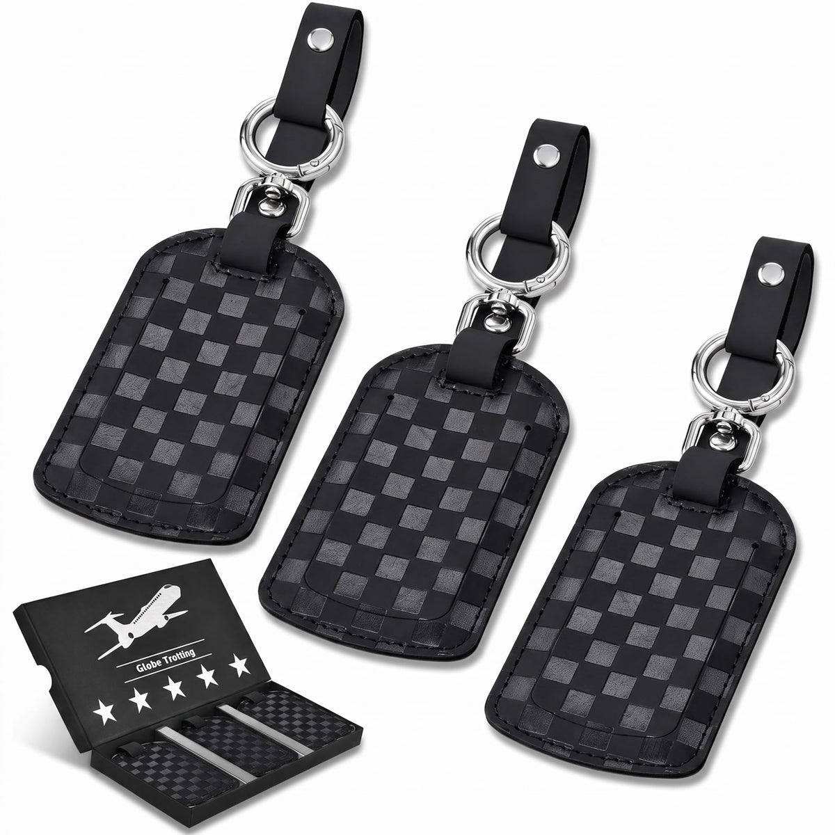 Luggage Tags for Suitcases Travel Accessories: Leather Luggage Tag 3 Pack TSA Approved Airplane Travel Essentials for Women, Bag Tags for Luggage Long Flight Must Haves Travels Gift Airport Essentials