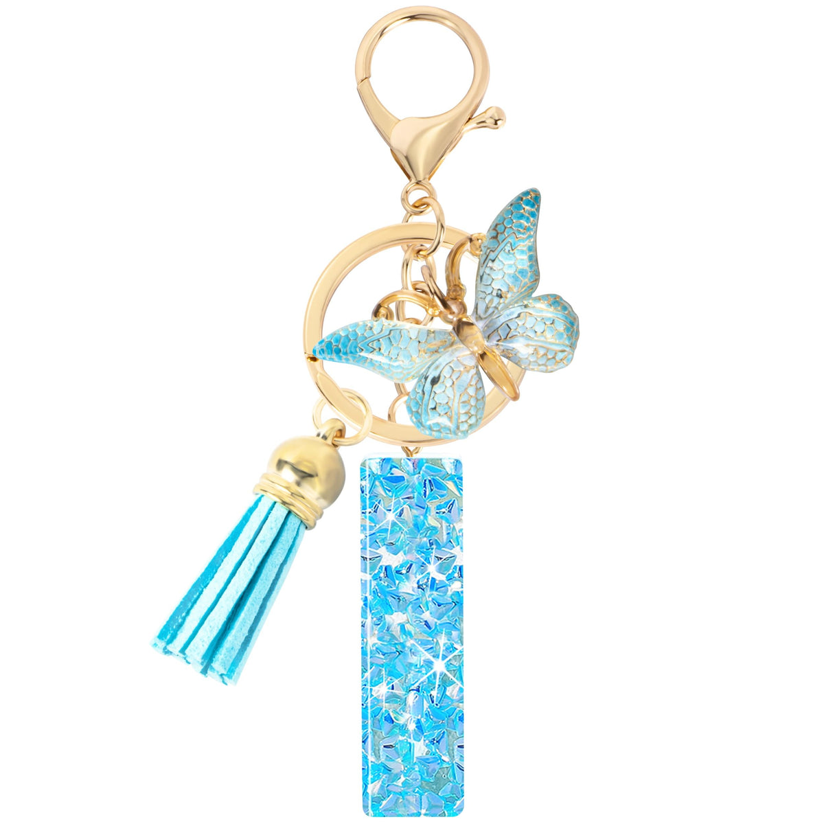 Initial letter Keychains for Women Girls Tassel Butterfly Cute Keychain for Wallet Backpack charm