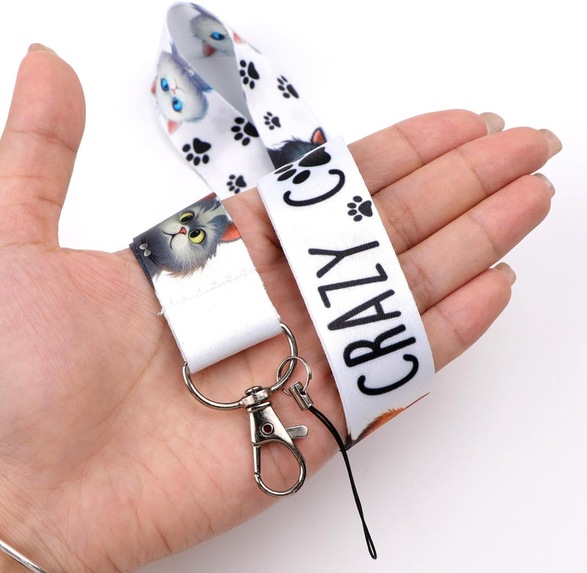 Cartoon Cat Lanyard for Keys for Women Kids with Sliding Style ID Badge Card Holder Keychain Neck Lanyard Clip for School Work Nametag