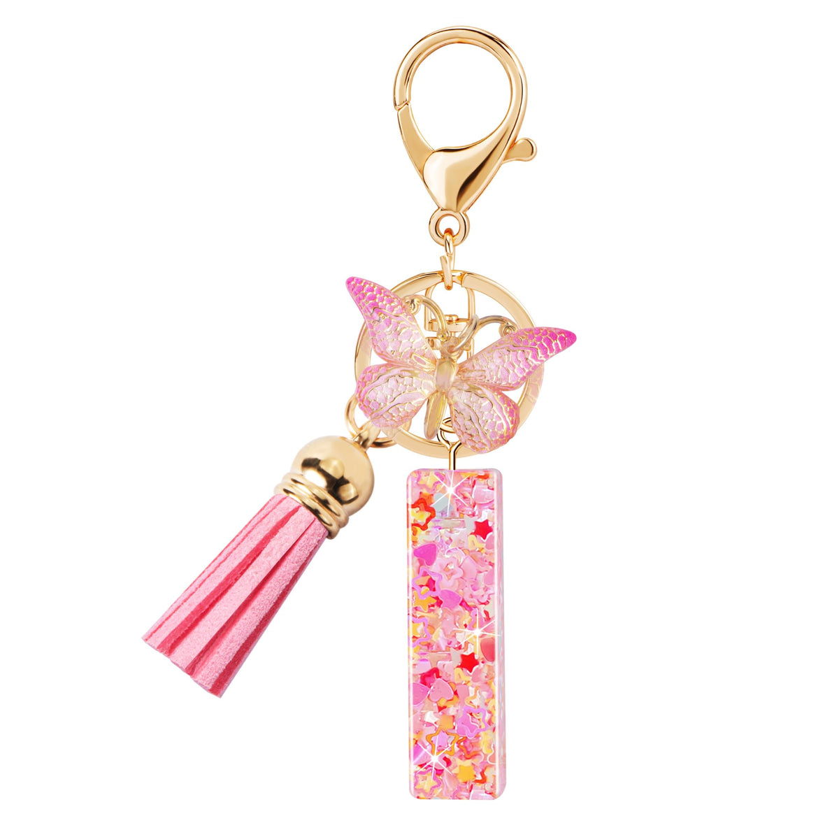 Initial letter Keychains for Women Girls Tassel Butterfly Cute Keychain for Wallet Backpack charm