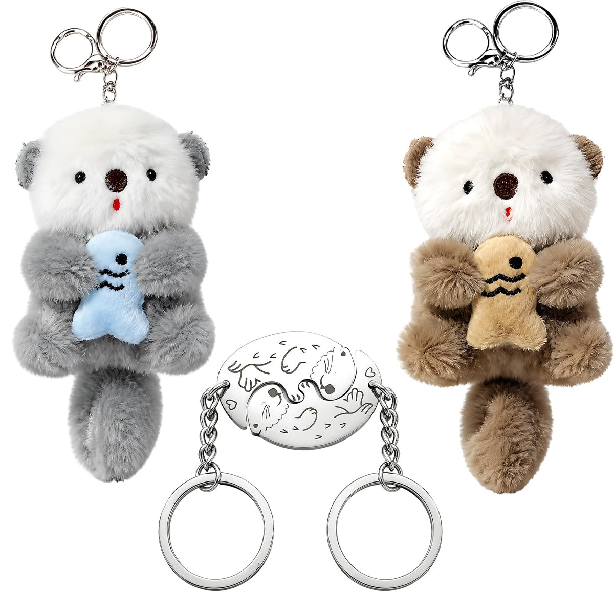 3PCS Otter Keychain, Adorable Animal Otter Plush Keychain Gift Set, Perfect for Keys and Backpacks, Three Color