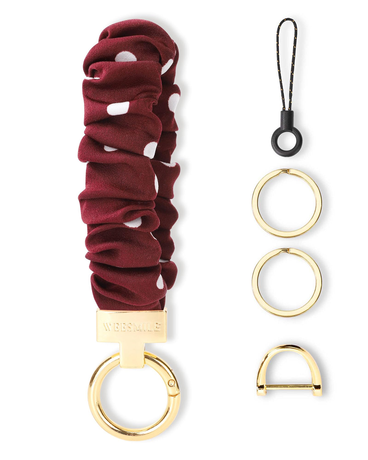 WEESMILE Scrunchie Keychain Wristlet for Car Key Chain with D Key Ring