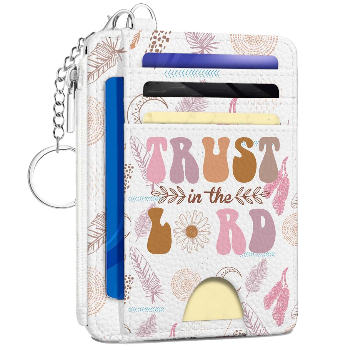 Gifts for Cat Lovers,Funny Cat Credit Card Holder Small Keychain Wallet for Women, Cute Blocking Wallet Coin Pocket,Front Pocket Thin Travel Card Case with ID Window
