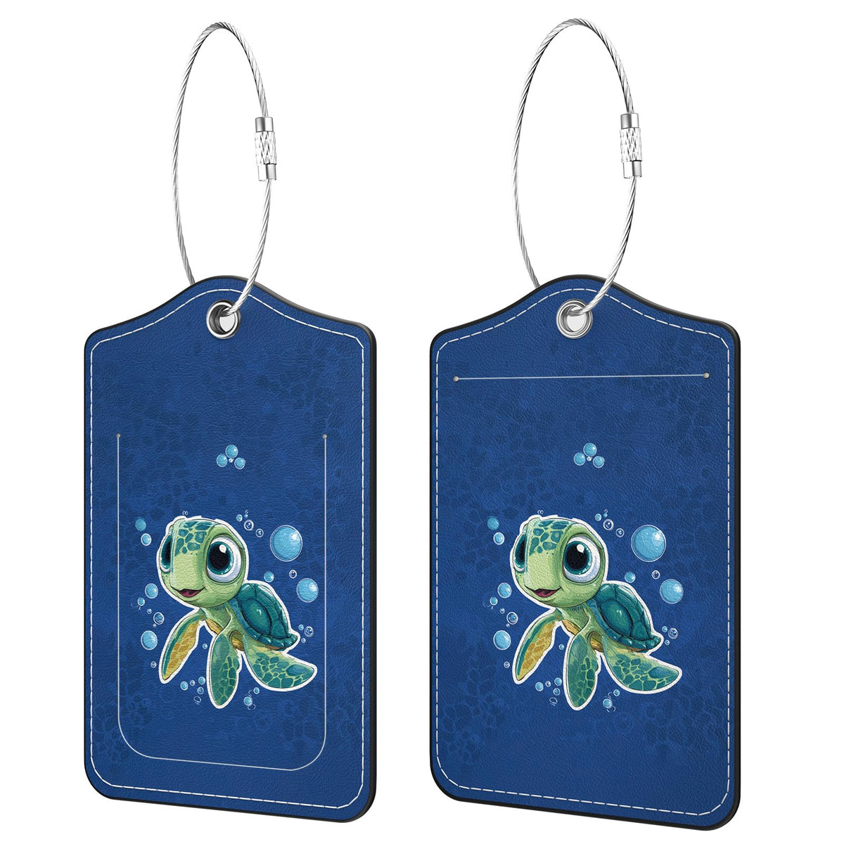 2 Pack PU Leather Luggage Tags for Suitcases, Black Gold Marble