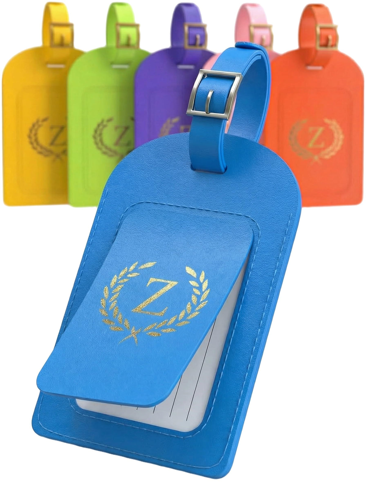 Luggage Tags for Suitcases 6 Pack PU Leather Travel Bag Tags with Privacy Cover & Stainless Steel Buckle, Vegan Leather Name ID Labels for Travel Bags, Cruise, Airline, Backpack, Baggage Identifier(M)