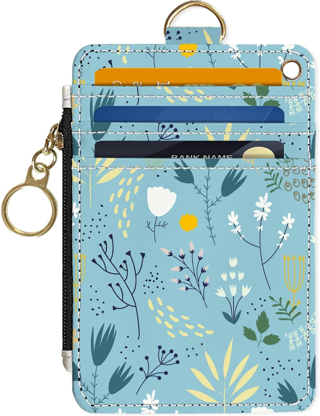 Slim Wallet Credit Card Holder,Three sea turtles, RFID Wallet Women Cute Small Front Pocket Wallet With Zipper, PU Leather Thin travel RFID Blocking Card Case ID Window,Ladies Gifts