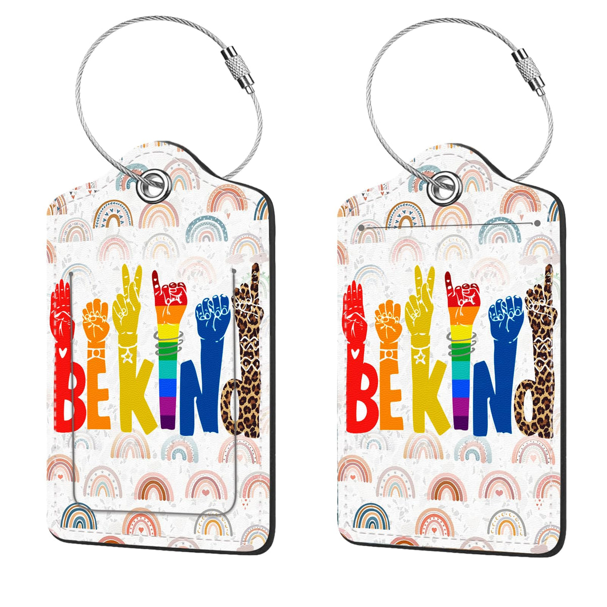 2 Pcs Luggage Tags for Suitcases, PU Leather Cruise Ship Luggage Tags with Privacy Cover Label Address Card and Durable Metal Ring Suitable for Men Women Handbags Backpacks,Flower Bushes and Cats