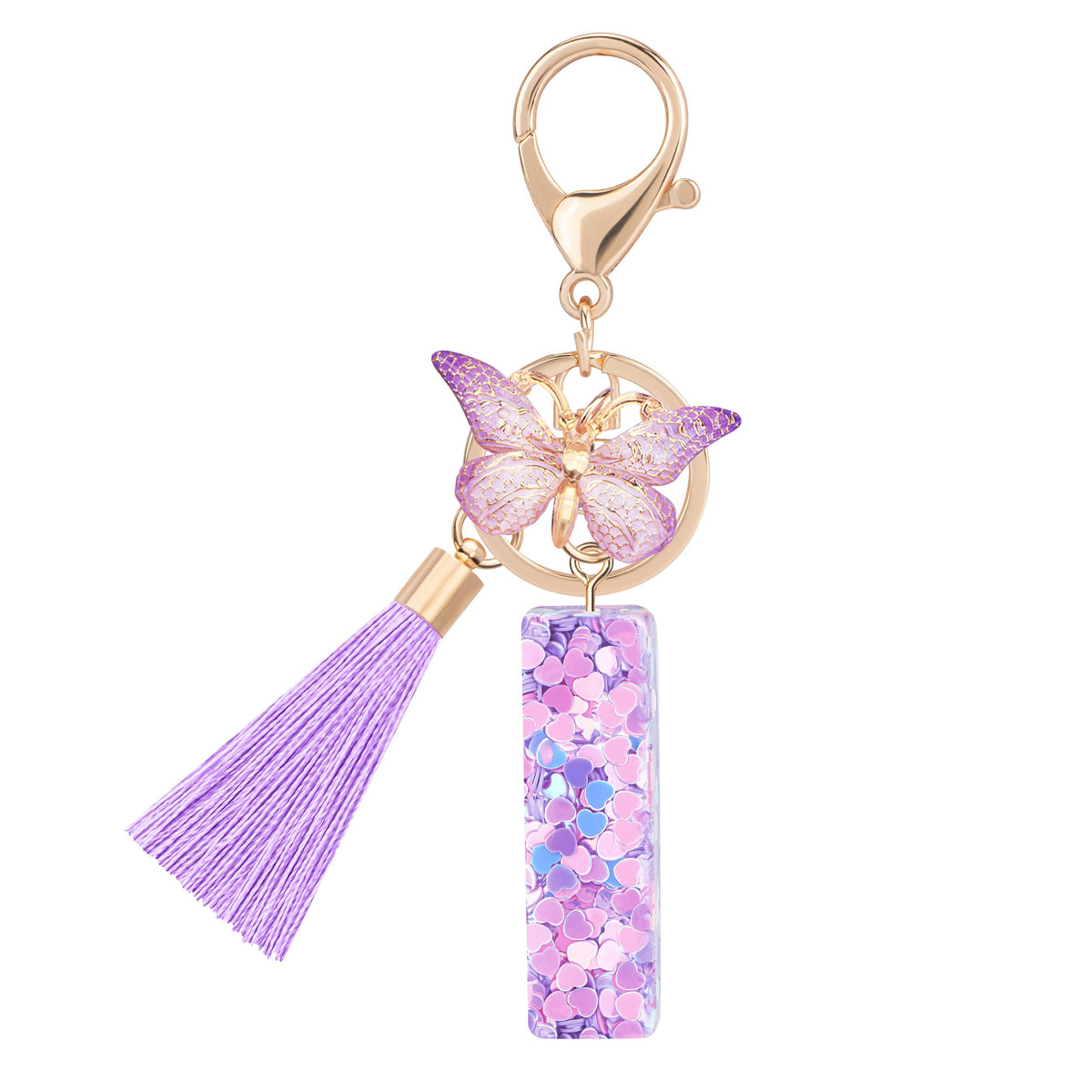 Initial letter Keychains for Women Girls Tassel Butterfly Cute Keychain for Wallet Backpack charm