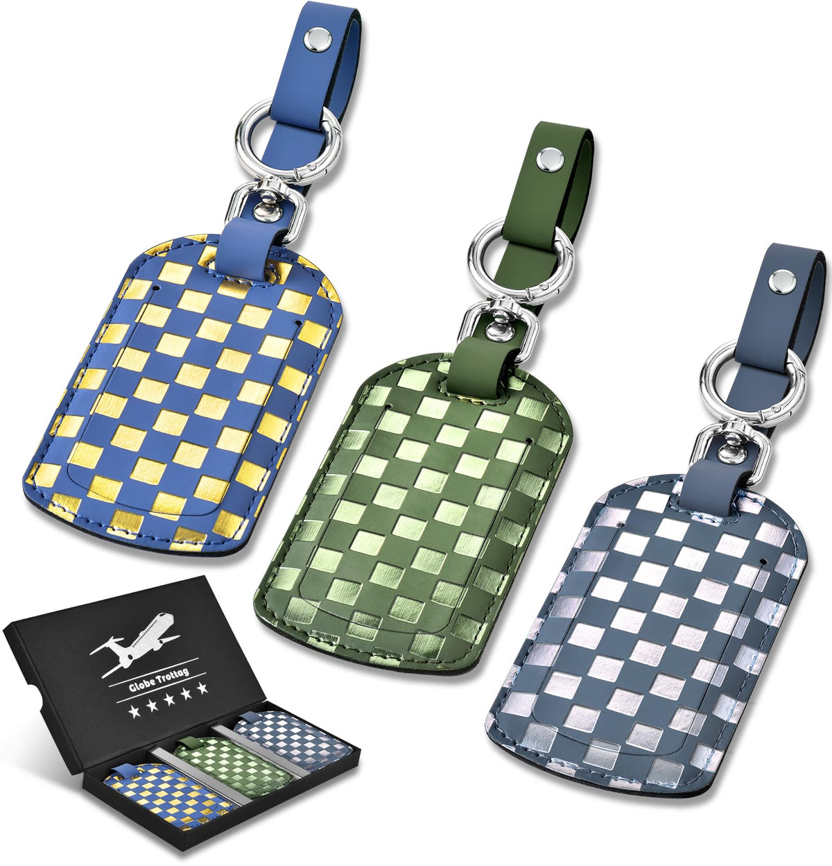 Luggage Tags for Suitcases Travel Accessories: Leather Luggage Tag 3 Pack TSA Approved Airplane Travel Essentials for Women, Bag Tags for Luggage Long Flight Must Haves Travels Gift Airport Essentials