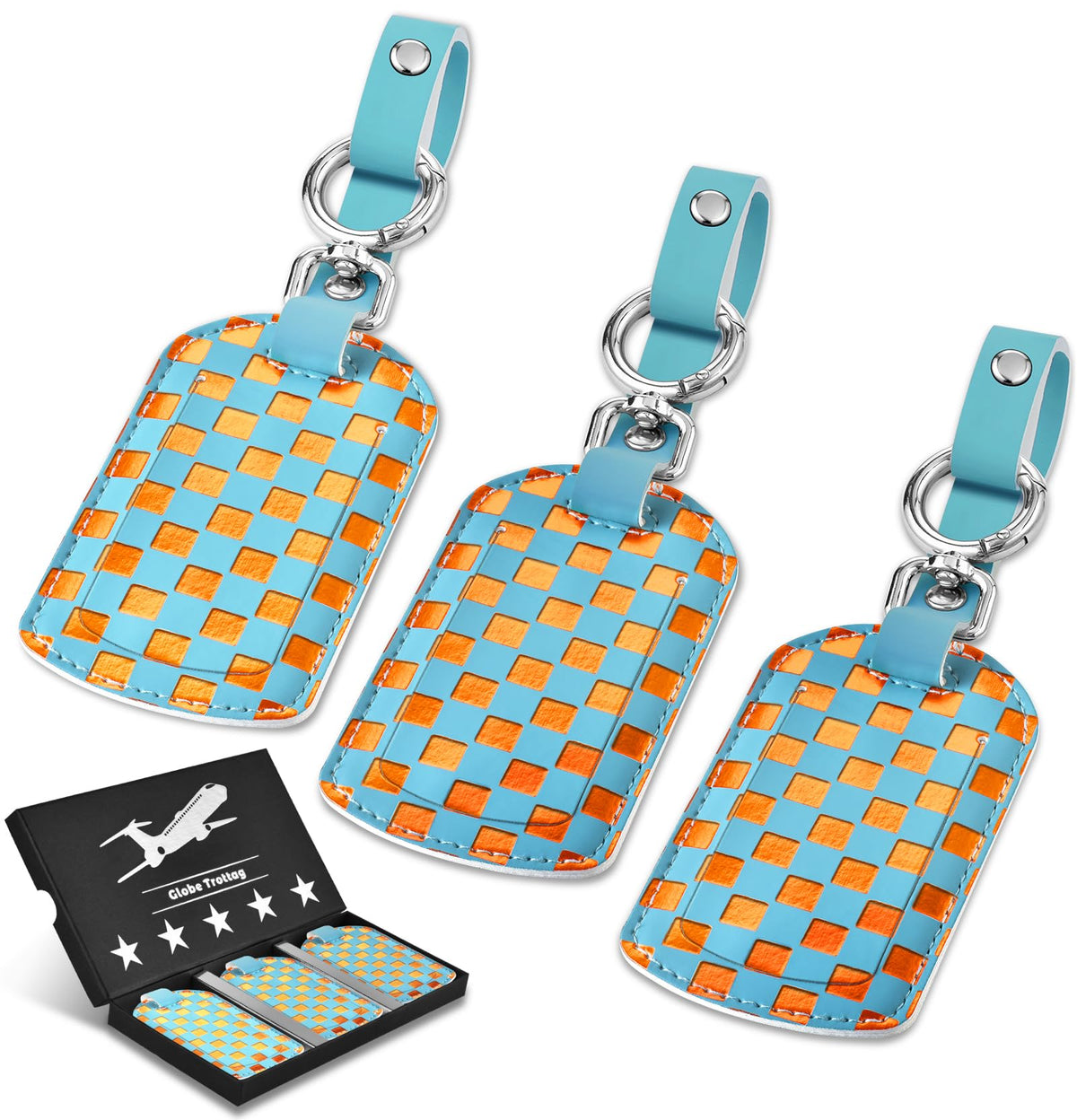 Luggage Tags for Suitcases Travel Accessories: Leather Luggage Tag 3 Pack TSA Approved Airplane Travel Essentials for Women, Bag Tags for Luggage Long Flight Must Haves Travels Gift Airport Essentials