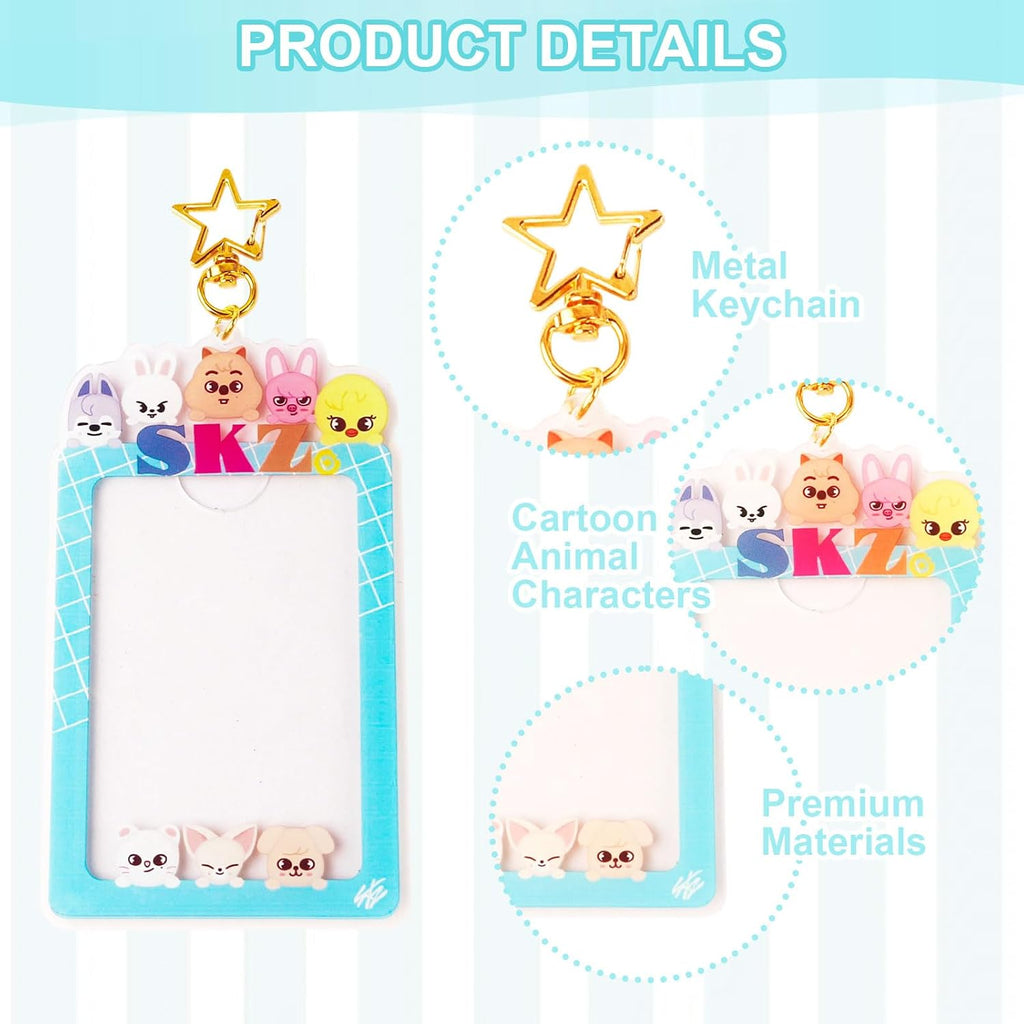SKZO Photocard Holder Keychain, Cute Photo Frame Keychains for Stray Fans