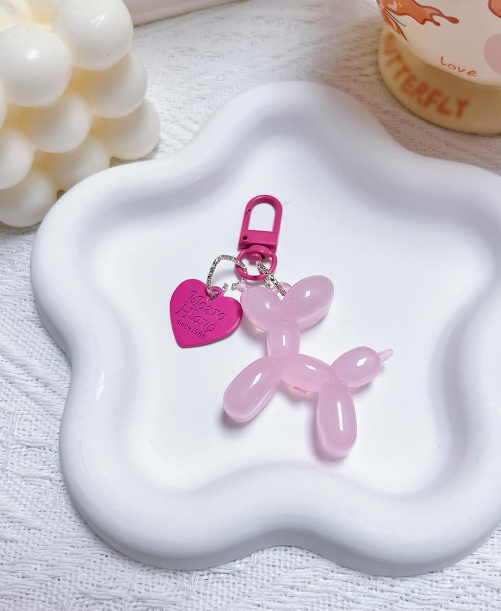 LAEKOU Jelly Balloon Dog Keychain for Women, Cute Bag Charms Key Chain