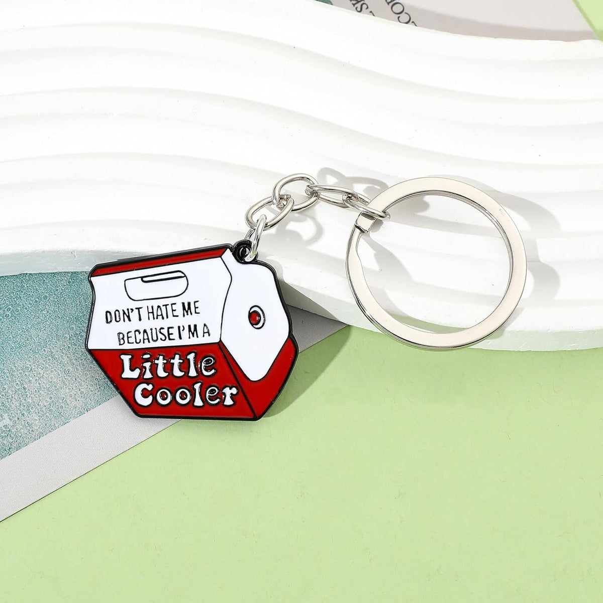 Funny Keychains for Women Men | Cool Metal Enamel Key Holder Key Chain for Purse Bag Accessories, Cute Socially Awkward Keyrings for Car Key | Sturdy Little Keychain for Birthday Gifts (Little Cooler)