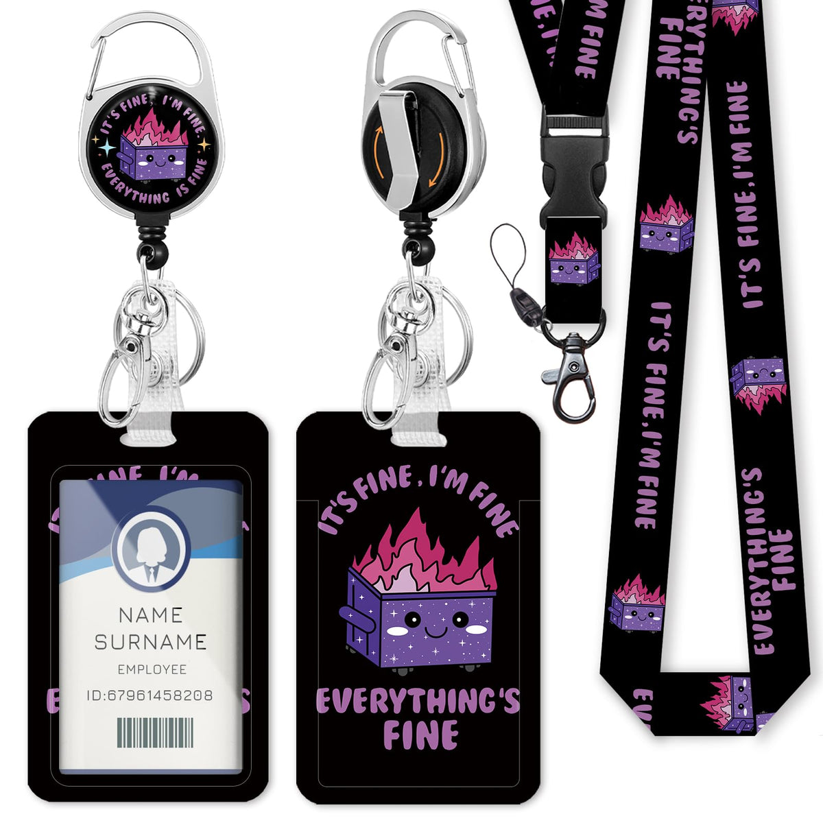 Gctriki Ocean Lanyards for ID Badges, Badge Holder Retractable Reel Clip