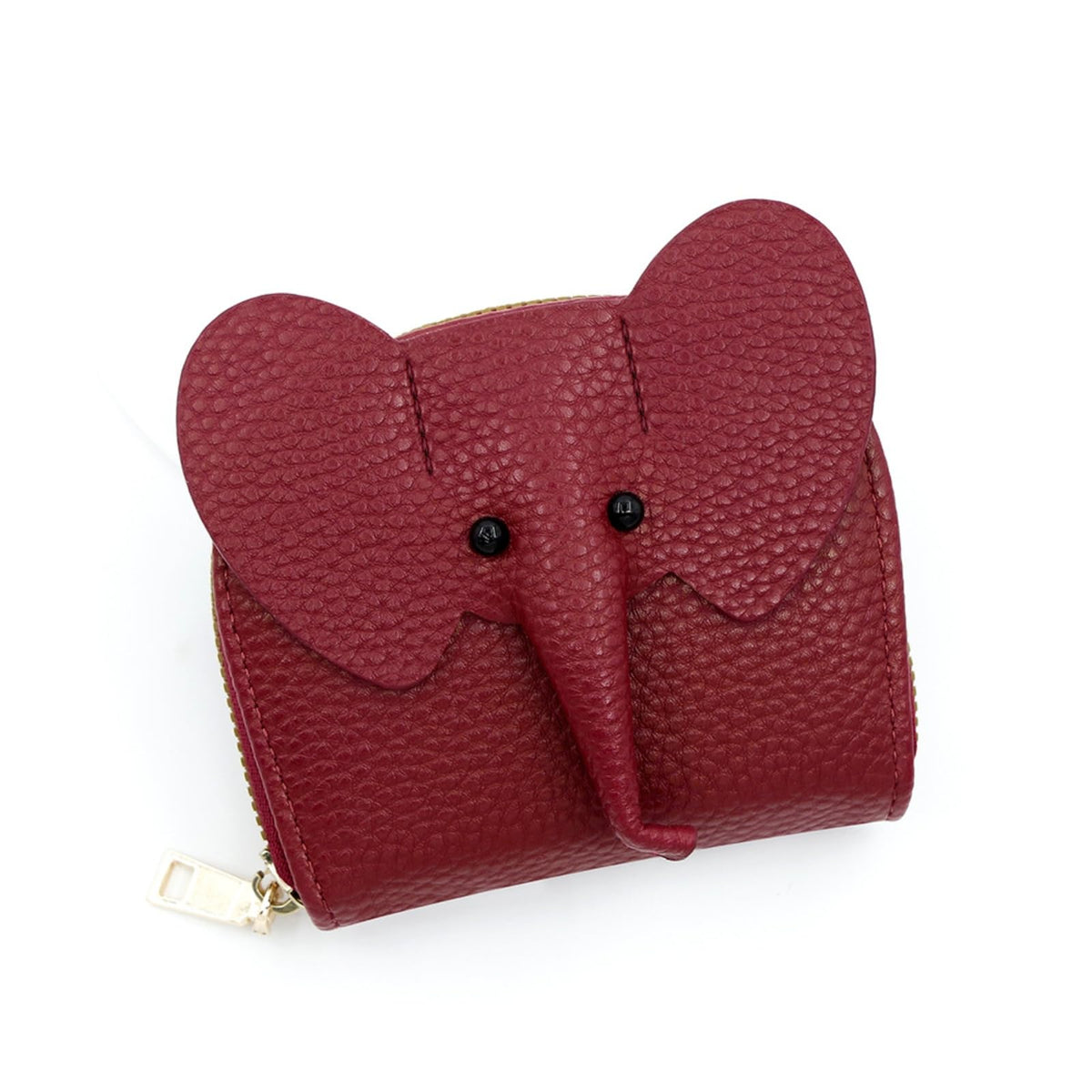 Wallet Card Holder, RFID Blocking Purse,Cute Elephant Small Minimalist Leather Credit for Women, Girls, Ladies (Red)
