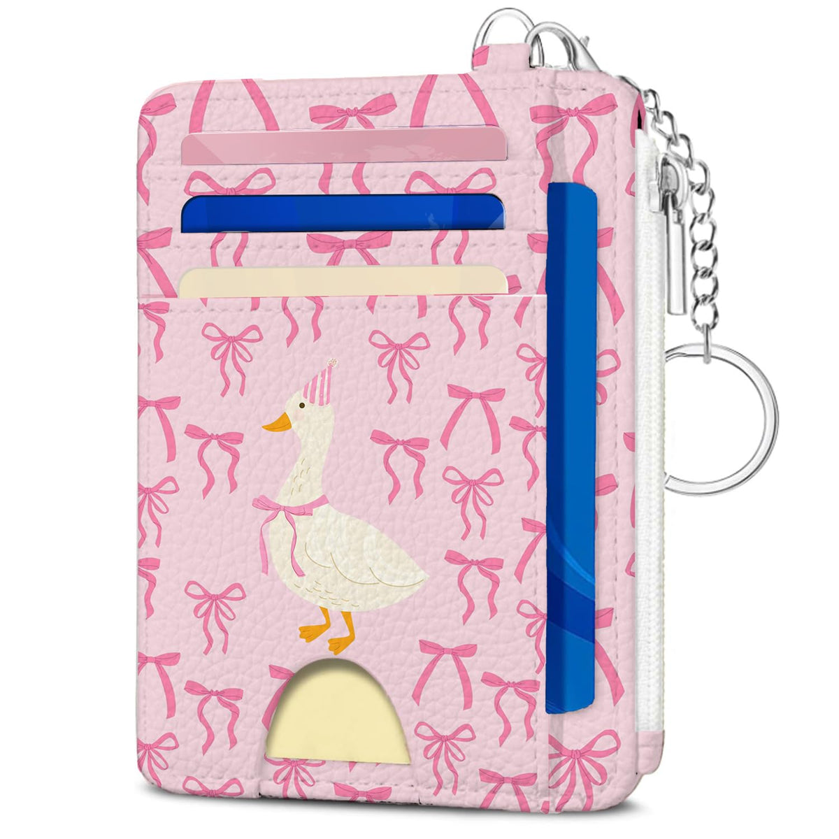 Book Lover Gift for Readers, Cute Reading Theme Card Holder Wallet, Literary Slim Credit Card Case with ID Window, Cartoon RFID Blocking Pocket Wallet Gift for Book Fans with Coin Zipper Keychain