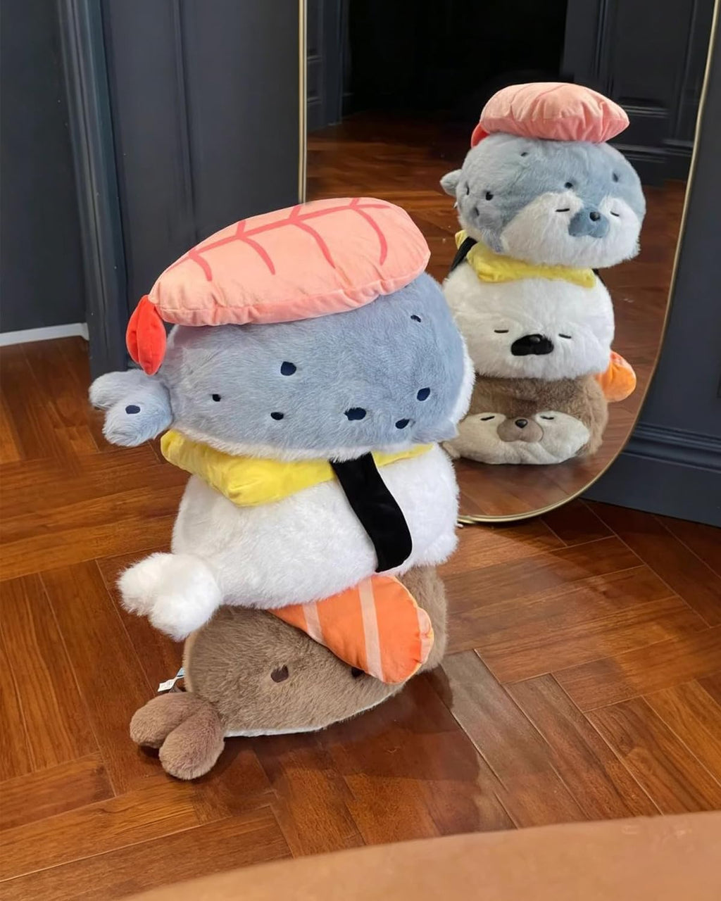 Sea Otter Plush Keychain Cute Seal Plush Keychain With Sushi Pendant Gift for Ocean Fans