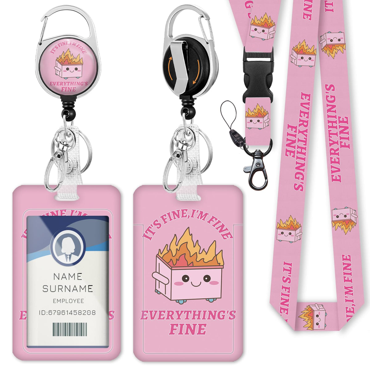 Gctriki Ocean Lanyards for ID Badges, Badge Holder Retractable Reel Clip