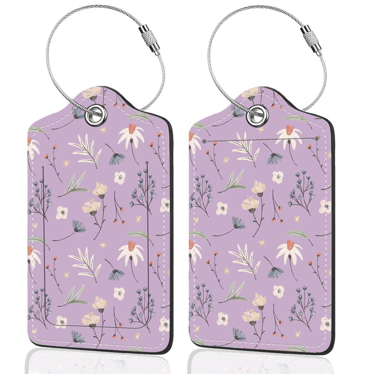 2Pack Luggage Tags for Suitcases, Cute Unique Pu Leather Cruise Luggage Tag with Privacy Cover ID Label Address Card and Metal Ring Suitable for Women Men Kids Travel Bag Inspirational Language