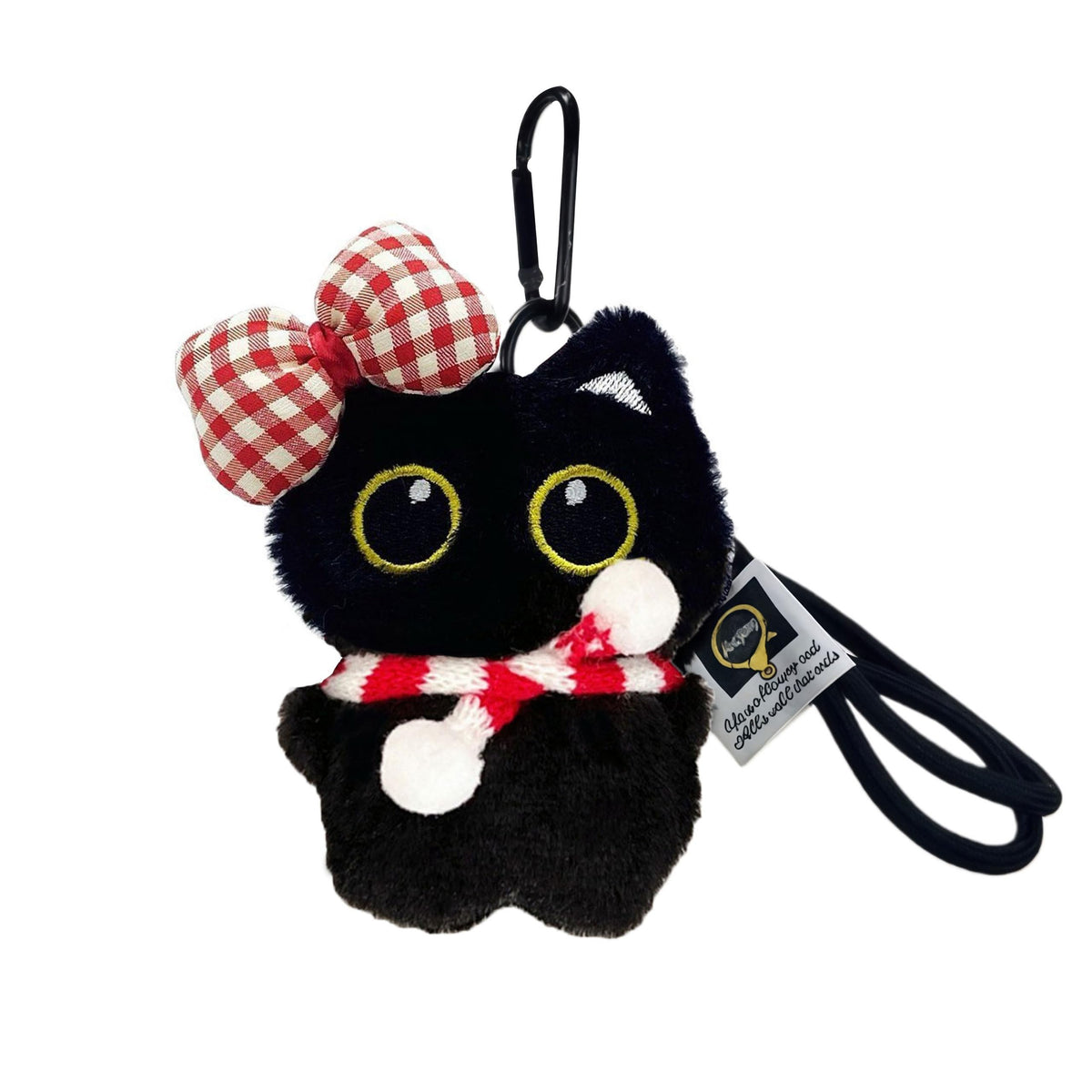Super Cute Funny Big Eyes Black Cat Lucky Kitty Theme Keychain Good Luck Siamese Key Chain Ring Bag Pendant