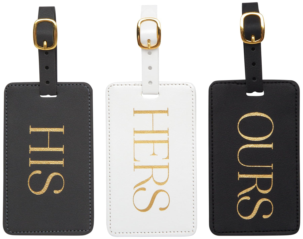 WORLD TRAVELER Luggage Tag Set 3 Pack Faux Leather Baggage Tags w/ID Cards