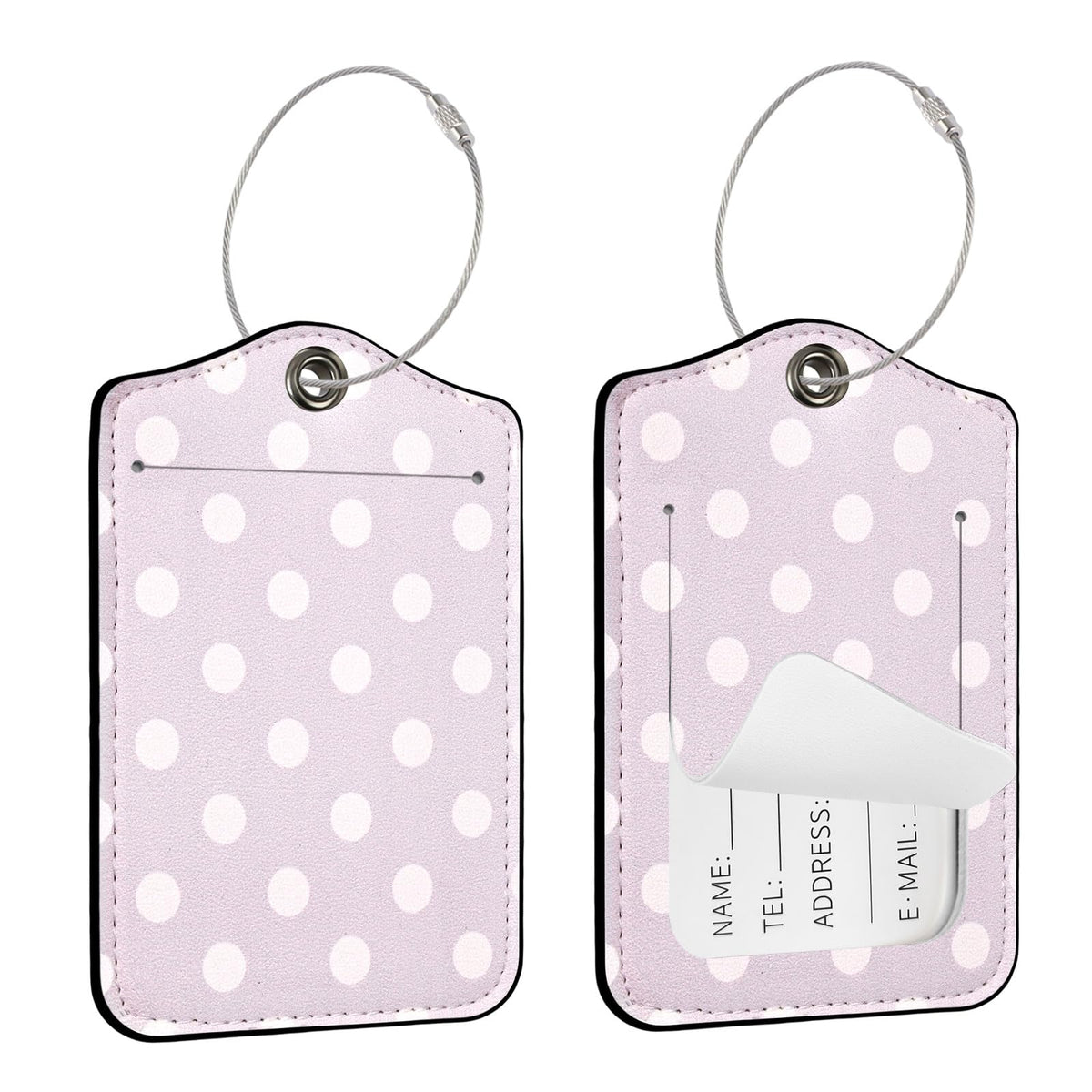 Seorsok 2Pcs Luggage Travel Tags for Suitcases,Cute Color Grids Checkered PU Leather Name Tag with Privacy Cover&ID Label Address Card and Durable Metal Ring Suitable for Men Women Handbags Backpack