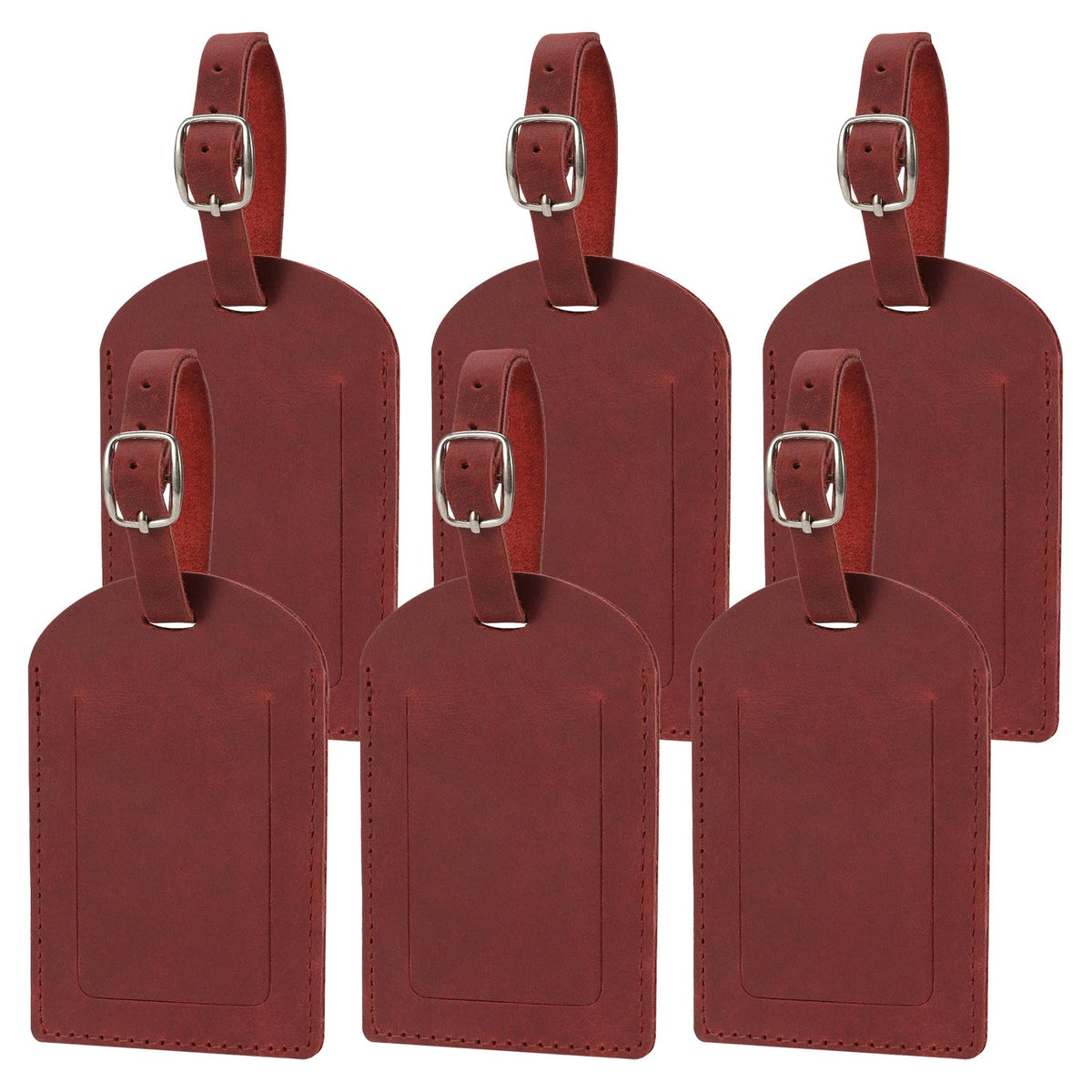 Ringsun Genuine Leather Luggage Tag for Suitcases ID Tags Bag Tags for Luggage (6 Pack)