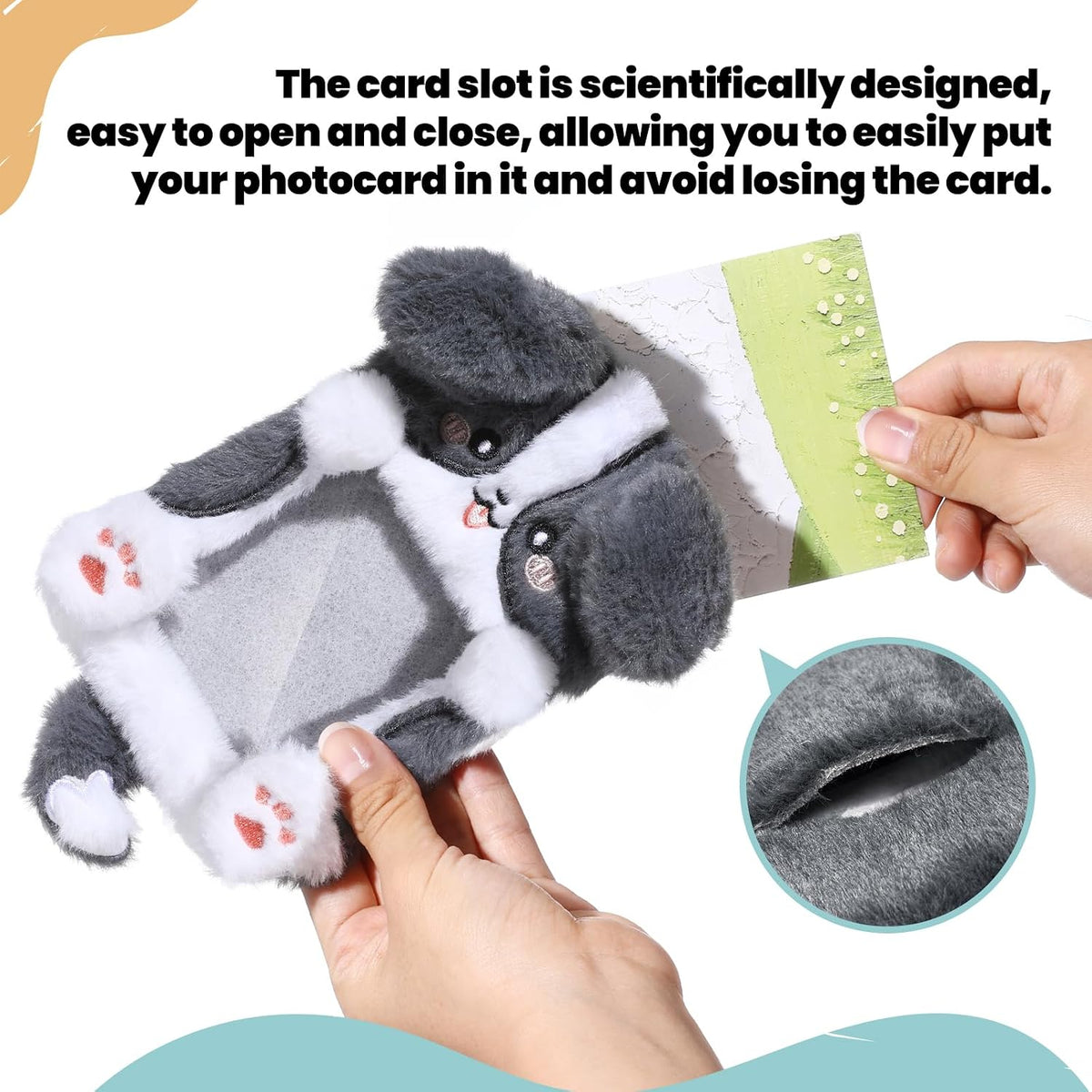 NEWEST 2PCS Puppies Plush Kpop Photocard Holder with Keychain, Cute Dog ID Badge Holder, Soft Cartoon Animal Photo Protective Sleeve Case Card Cover for Kpop Idol Photo Card School Office Card Supply