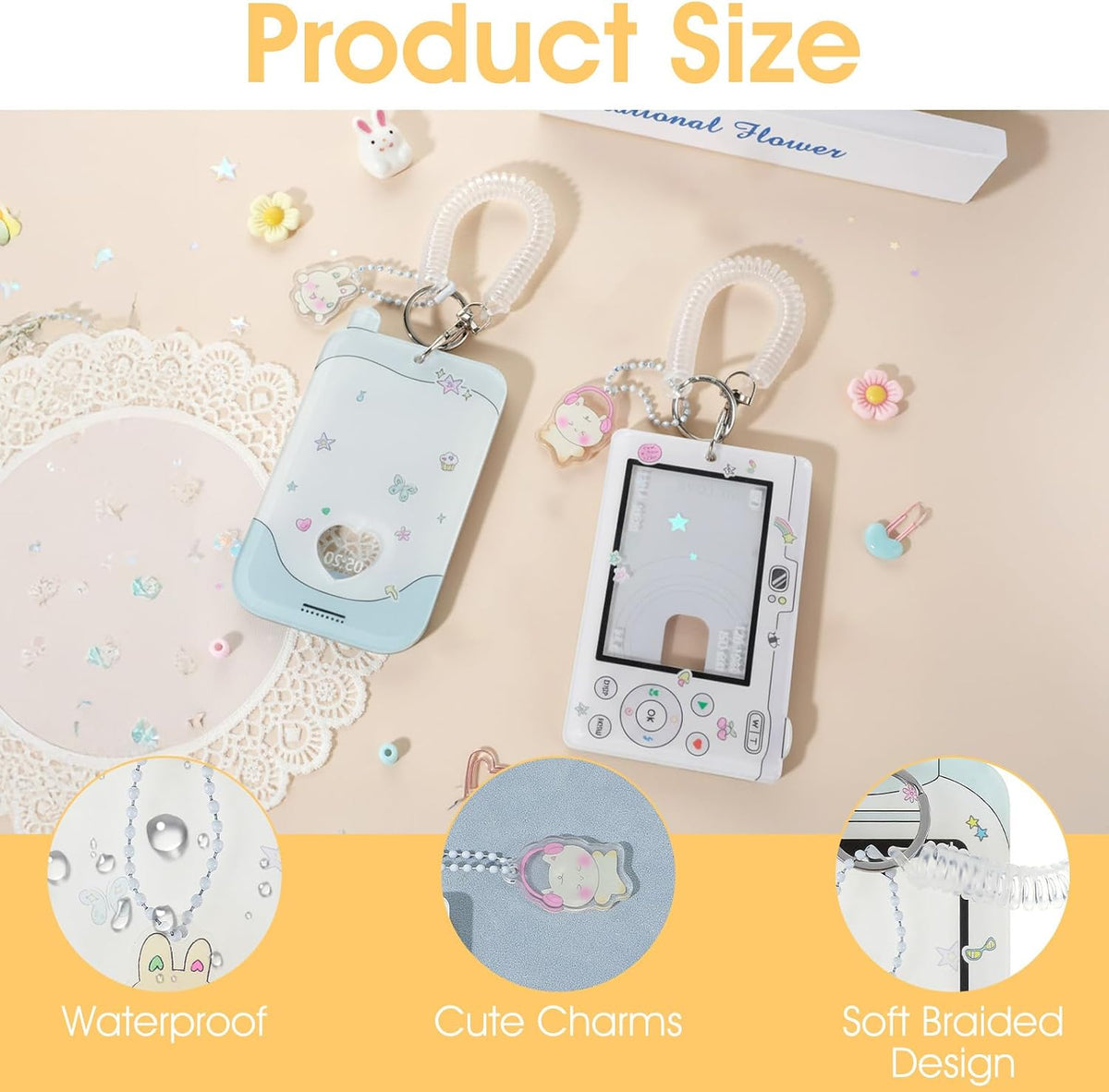 Mabor 2Pcs Cartoon Photo Card Holder, Photocard Holder Keychain