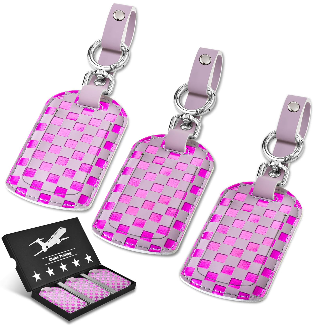 Luggage Tags for Suitcases Travel Accessories: Leather Luggage Tag 3 Pack TSA Approved Airplane Travel Essentials for Women, Bag Tags for Luggage Long Flight Must Haves Travels Gift Airport Essentials