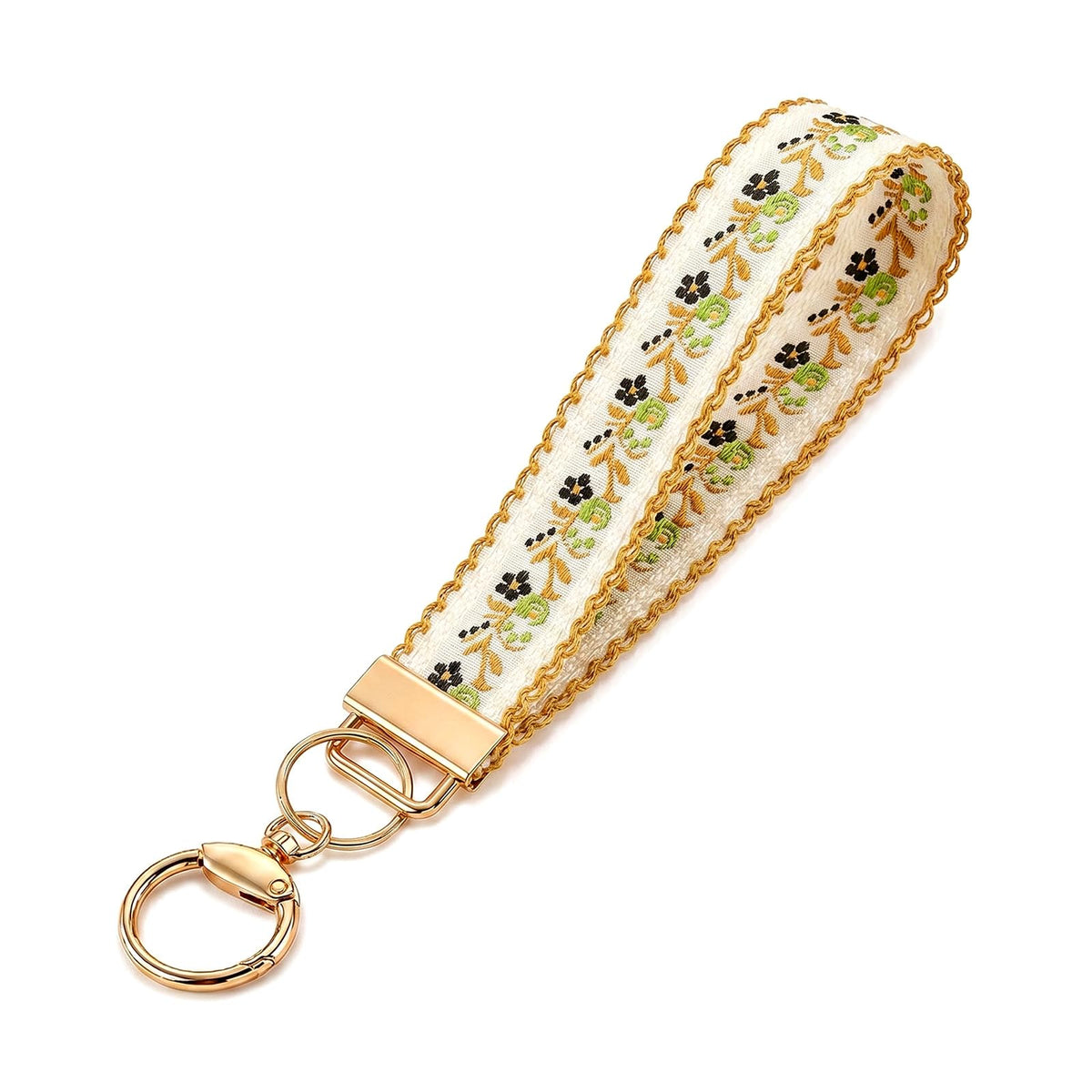 Angyape Embroidered Fabric Wristlet Keychain Cute Wrist Car Key Chain Holder Boho Accessories Handmade Gifts for Women