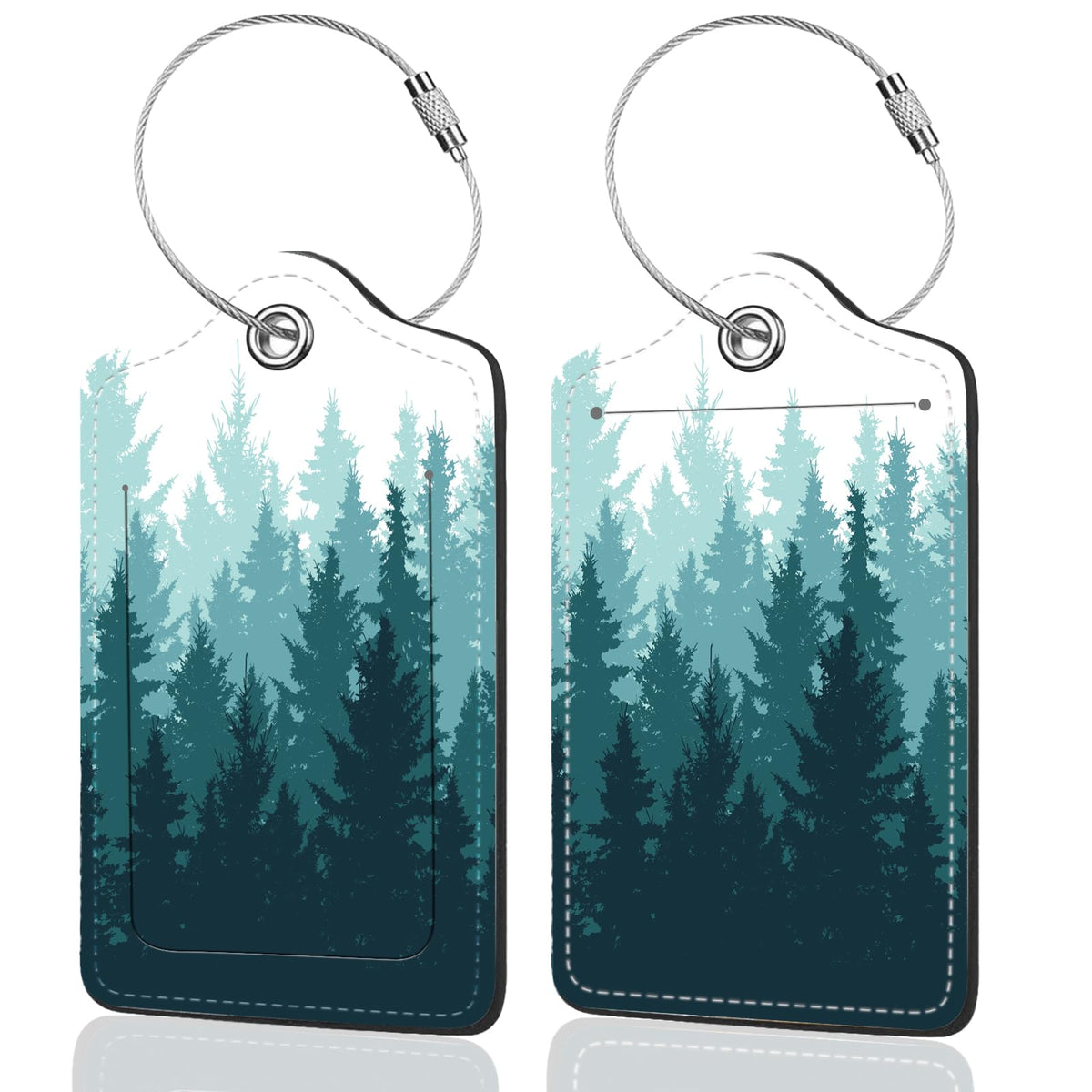 2Pack Luggage Tags for Suitcases, Cute Unique Pu Leather Cruise Luggage Tag with Privacy Cover ID Label Address Card and Metal Ring Suitable for Women Men Kids Travel Bag Linear Flower