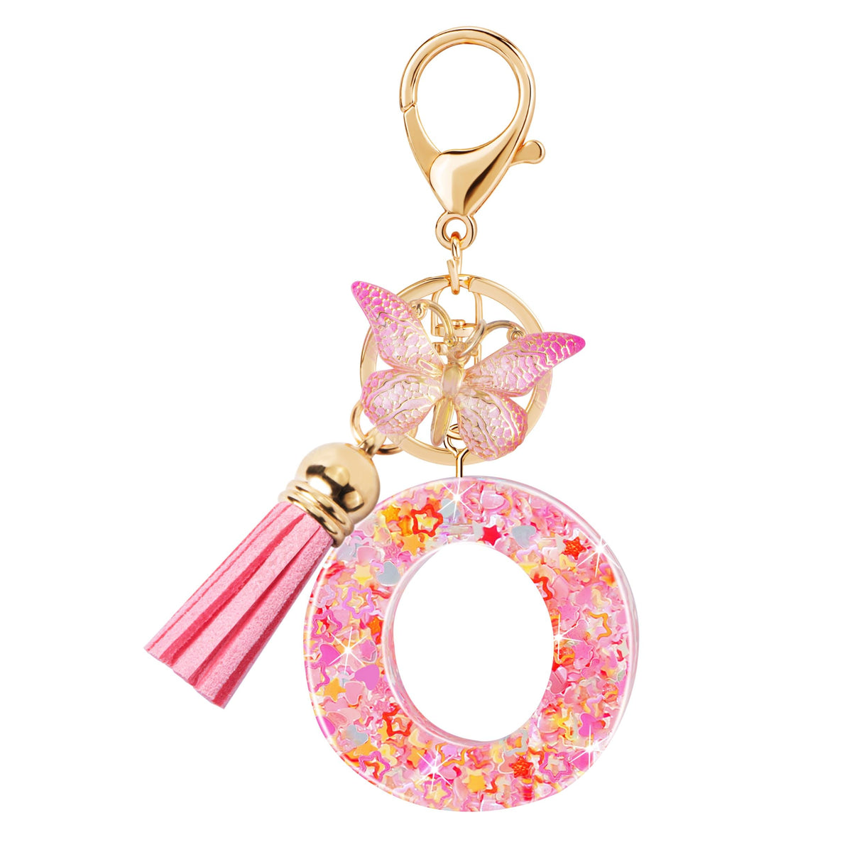 Initial letter Keychains for Women Girls Tassel Butterfly Cute Keychain for Wallet Backpack charm